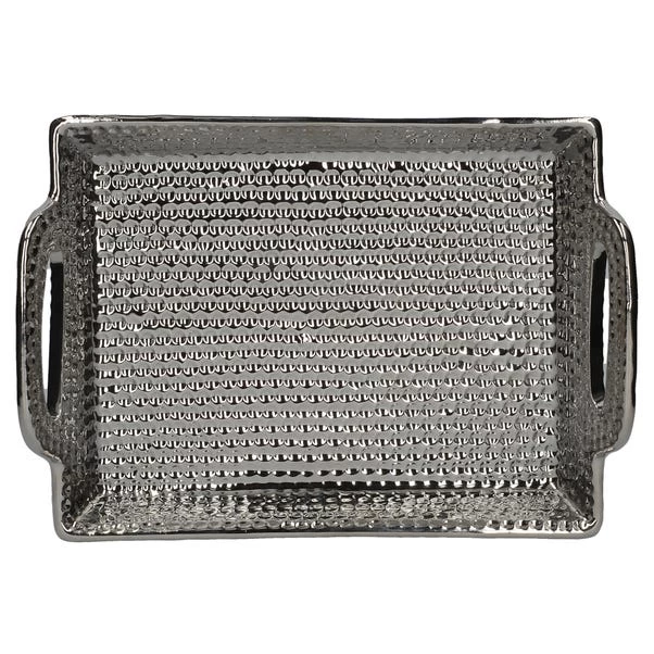 Dunelm Ceramic Silver Dimple Tray - Image 2