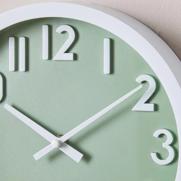 Dunelm 3D Numbers 25cm Wall Clock Sage - Image 2