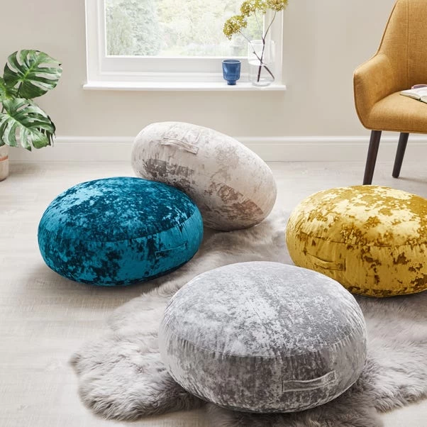 Crushed Velvet Ochre Floor Cushion - Image 5