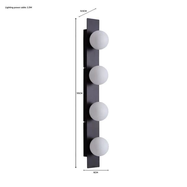 Dunelm Coco Hollywood Mirror Light, Black & White 9x55cm - Image 5