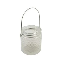 Dunelm Clear Ribbed Glass Tea Light Holder