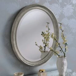 Yearn Mirrors Yearn Ornate Oval Mirror, Silver 71x61cm