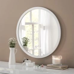 Yearn Mirrors Yearn Classic Round Wall Mirror, White 60cm