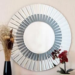 Milton Manor Surrey Round Wall Mirror, Blue 80cm