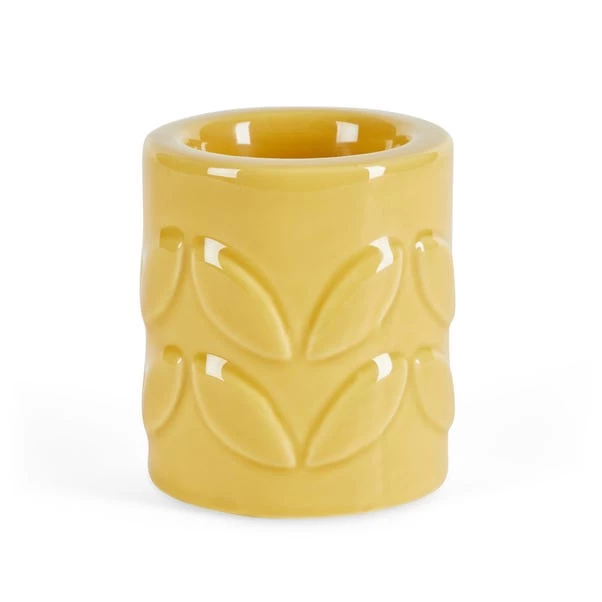 Dunelm Ochre Leaf Pattern Ceramic Tealight Holder