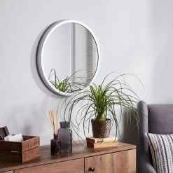 Elements Round Wall Mirror, Silver 55cm