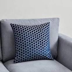 Dunelm Cut Velvet Polka Dot Navy Cushion