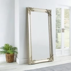 Dunelm Roma Leaner Mirror, Silver 177x91cm