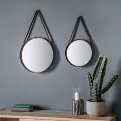 Cedar & Sage Set Of 2 Elkton Round Bronze Mirrors