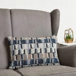 Dunelm Regent Navy Geometric Cushion