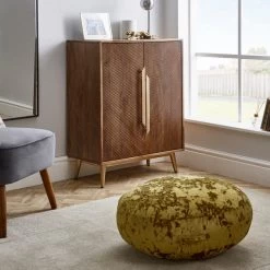 Crushed Velvet Ochre Floor Cushion