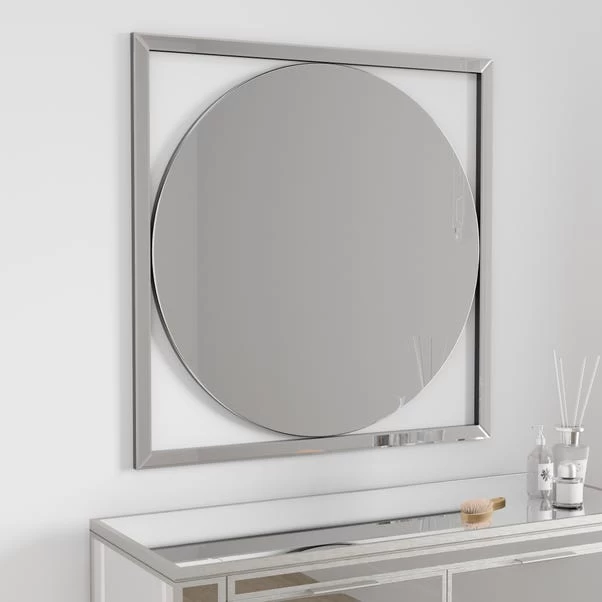 Dunelm Square Frame Round Wall Mirror, 80cm