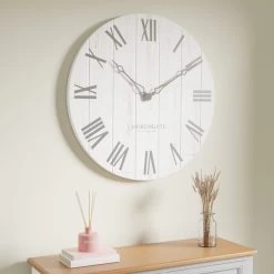 Dunelm Cream Distressed Wooden 60cm Clock
