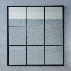 Pacific Lifestyle 9 Pane Square Mirror With Foxed Glass, Matt Black 110cm