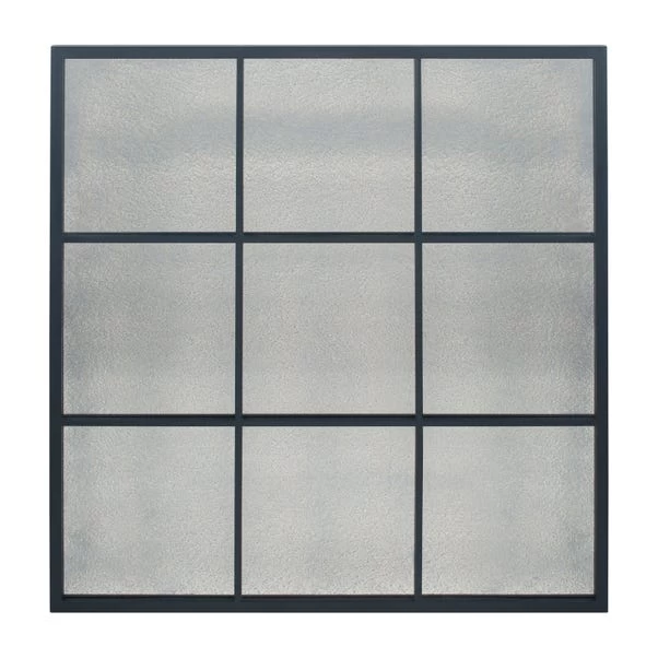 Pacific Lifestyle 9 Pane Square Mirror With Foxed Glass, Matt Black 110cm - Image 2