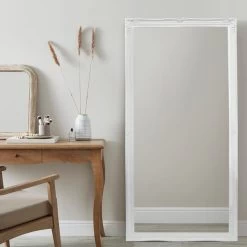 Dunelm Swept Large Leaner Mirror, White 174x87cm