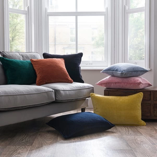 Dunelm Clara Cotton Velvet Square Cushion - Image 4