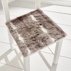Dunelm Faux Fur Natural Square Seat Pad
