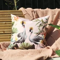 Riva Home Cranes Blush And Forest Outdoor Cushion
