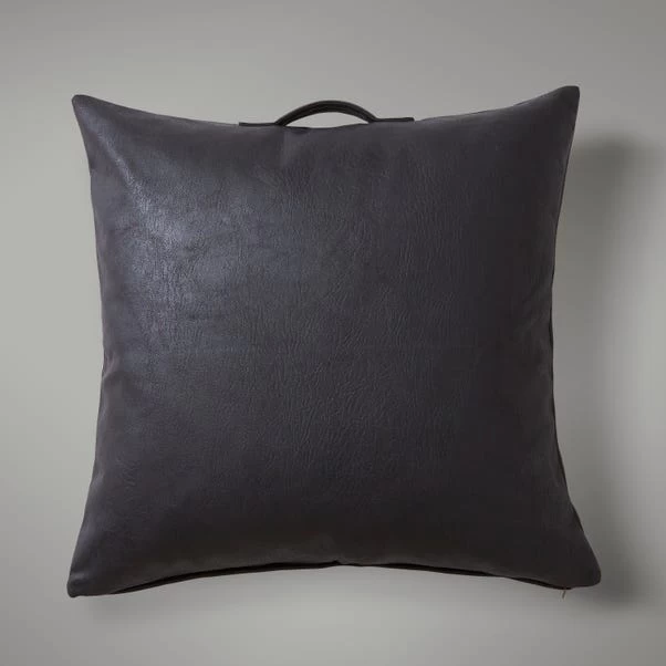 Dunelm Faux Leather Black Floor Cushion - Image 2