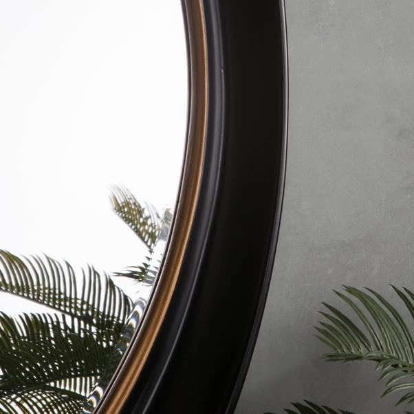 Cedar & Sage Burford Round Wall Mirror, Black And Gold 77x100cm - Image 2