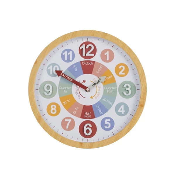 Dunelm Tell The Time Wood Effect Large Clock 30cm - Image 3