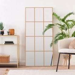 Dunelm Luxe Window Mirror, Gold 150x70cm