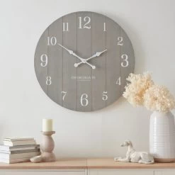 Churchgate Distressed Wooden 80cm Clock Grey