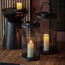 Cedar & Sage Ardingly Bamboo Lantern Black Medium