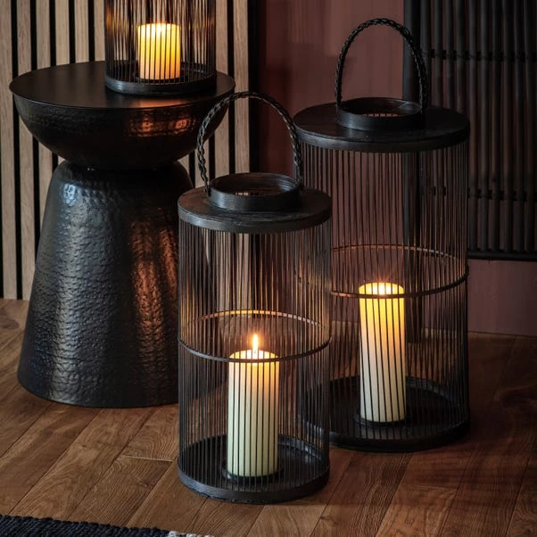 Cedar & Sage Ardingly Bamboo Lantern Black Medium