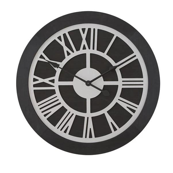 Dunelm Wooden Clock Black Silver 60cm - Image 3