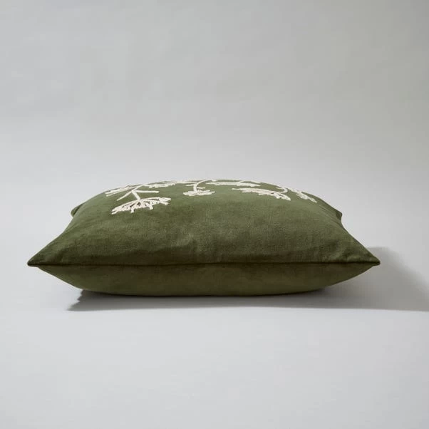 Dunelm Velour Rope Embroidered Floral Cushion - Image 3