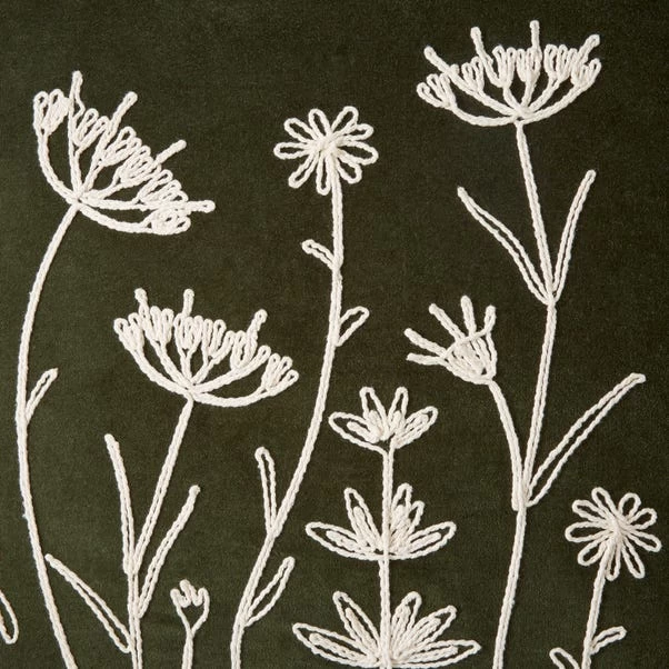 Dunelm Velour Rope Embroidered Floral Cushion - Image 4