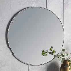 Cedar & Sage Mora Round Wall Mirror, Silver 80cm