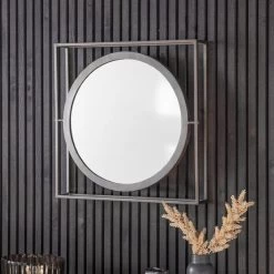 Cedar & Sage Moneta Round Wall Mirror, Zinc 61cm