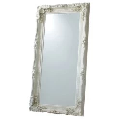 Cedar & Sage Carved Calera Leaner Mirror, Cream 90x176cm