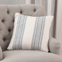 Churchgate Recycled Cotton Stripe Blue Cushion